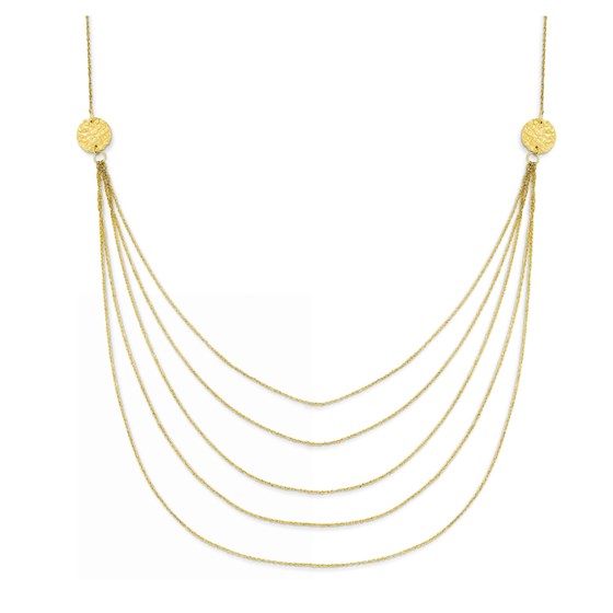 14k Gold Five Strand Necklace 14k Gold Five Strand Necklace